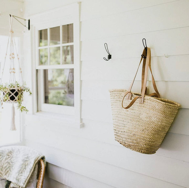 Farmers Market Straw Bag w/ Double Light Natural Leather Handles