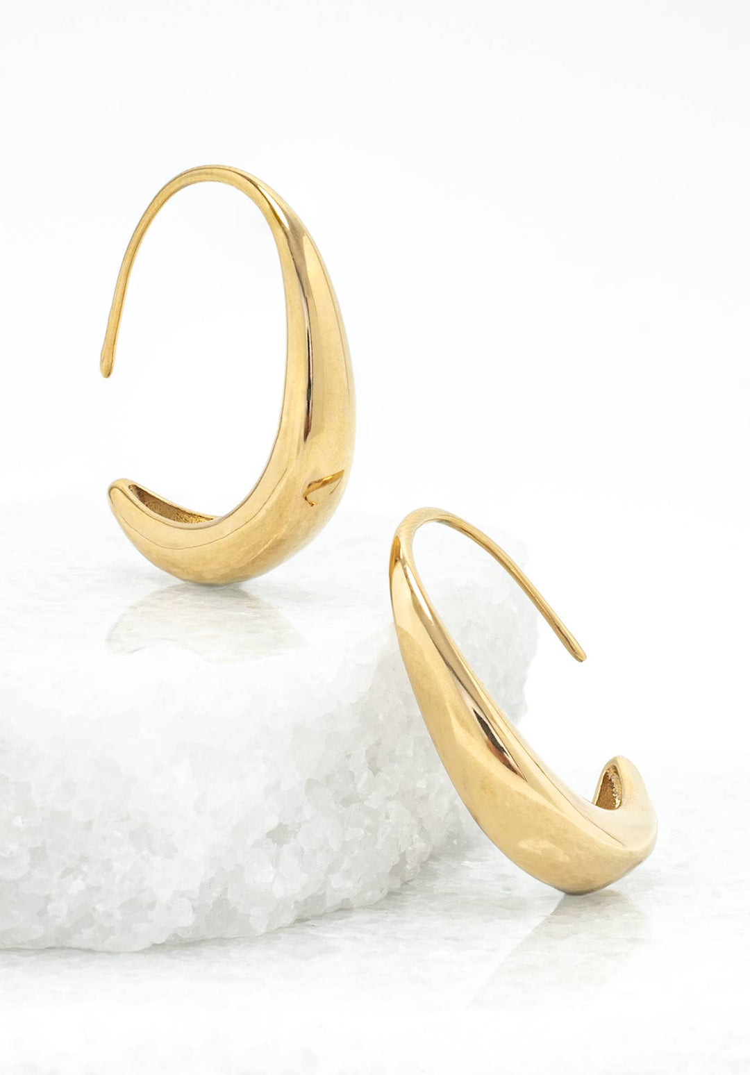 Crescent Moon Thread Drop Earrings in Gold