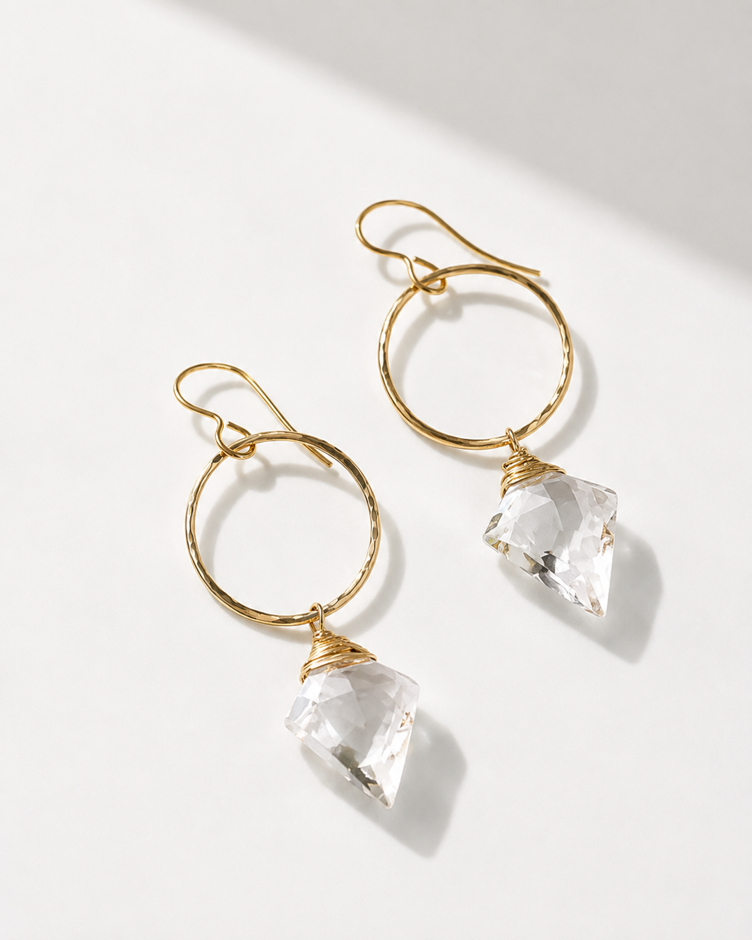 Handmade 14K Gold-Filled Crystal Quartz Drop Earrings
