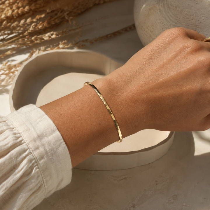 Handmade 14K Gold-Filled Hammered Cuff Bracelet