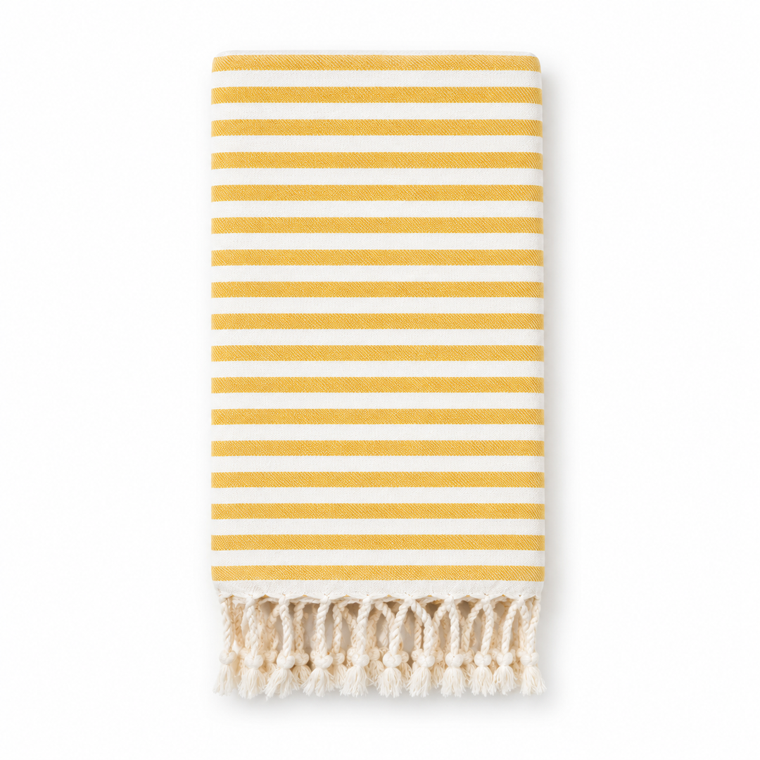 Mustard/White Beach Candy Turkish Towel