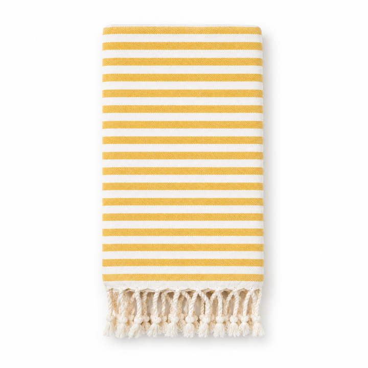 Mustard/White Beach Candy Turkish Towel
