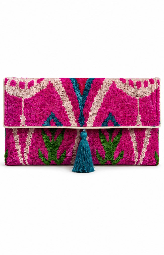Polly Silk Velvet Ikat Clutch