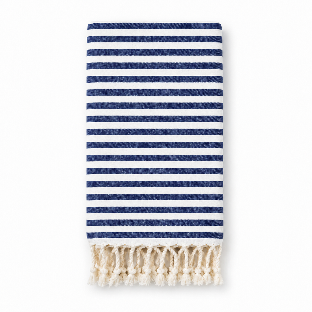 Navy/White Turkish Towel