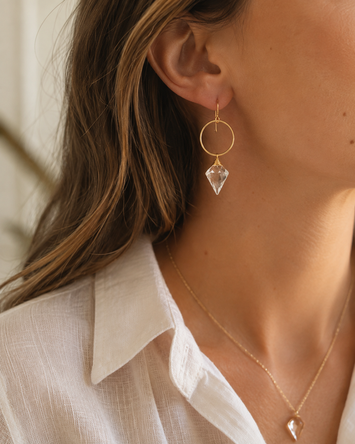 Handmade 14K Gold-Filled Crystal Quartz Drop Earrings