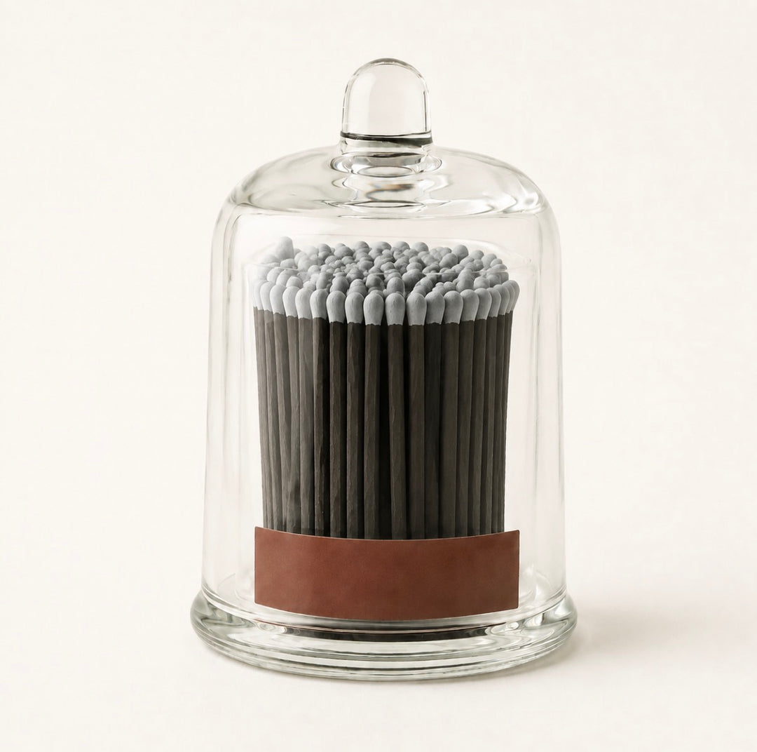 100ct Black Safety Matches in 2pc Glass Bell Jar