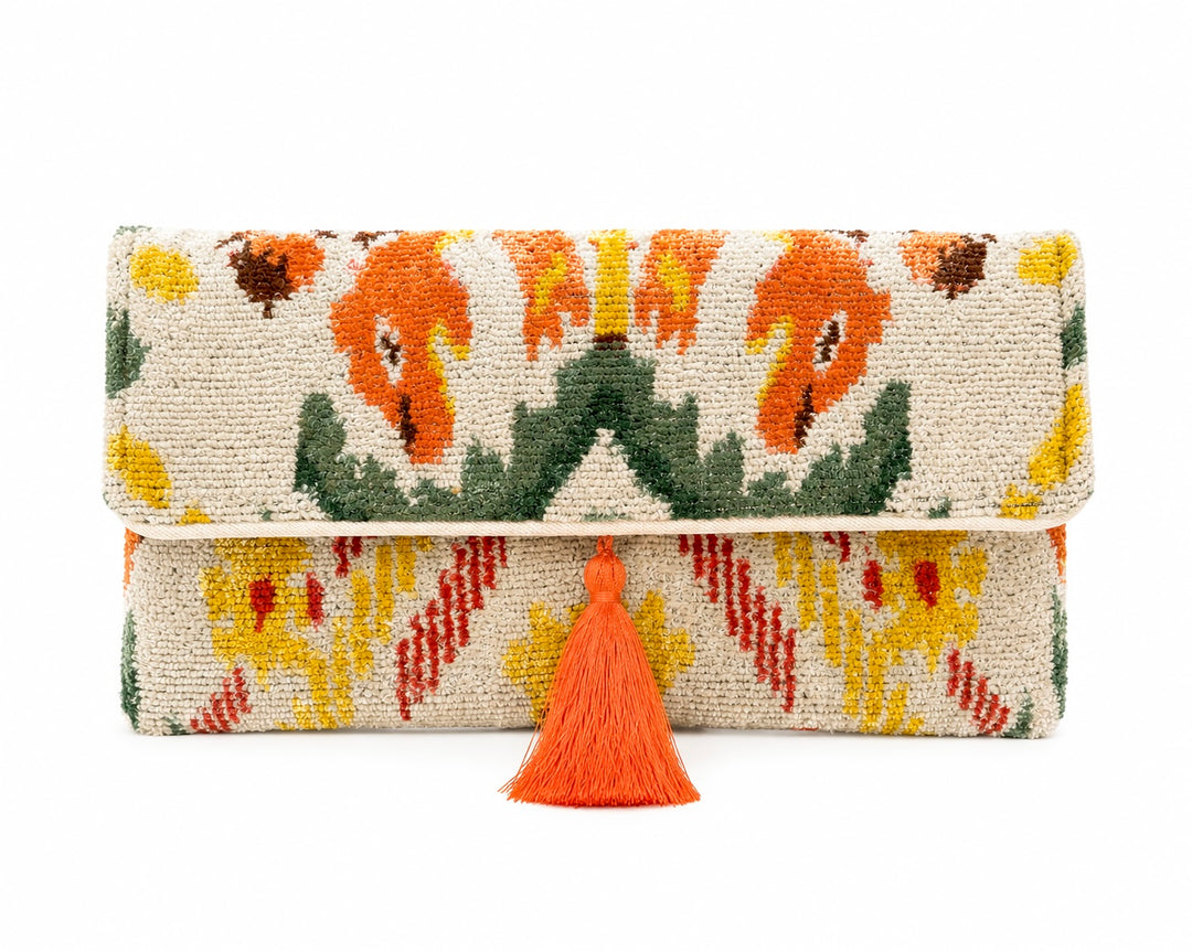 Layla Handmade Silk Velvet Ikat Clutch