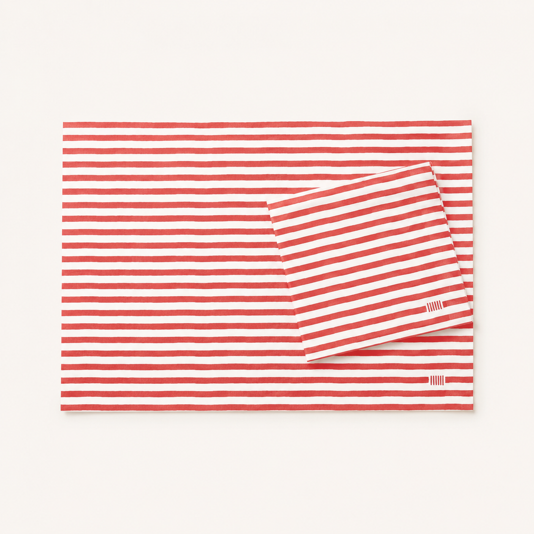 Red & White Striped Disposable Napkins & Placemats, 100pcs