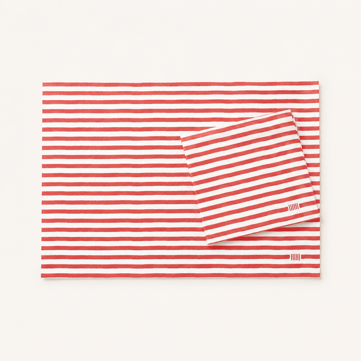Red & White Striped Disposable Napkins & Placemats, 100pcs