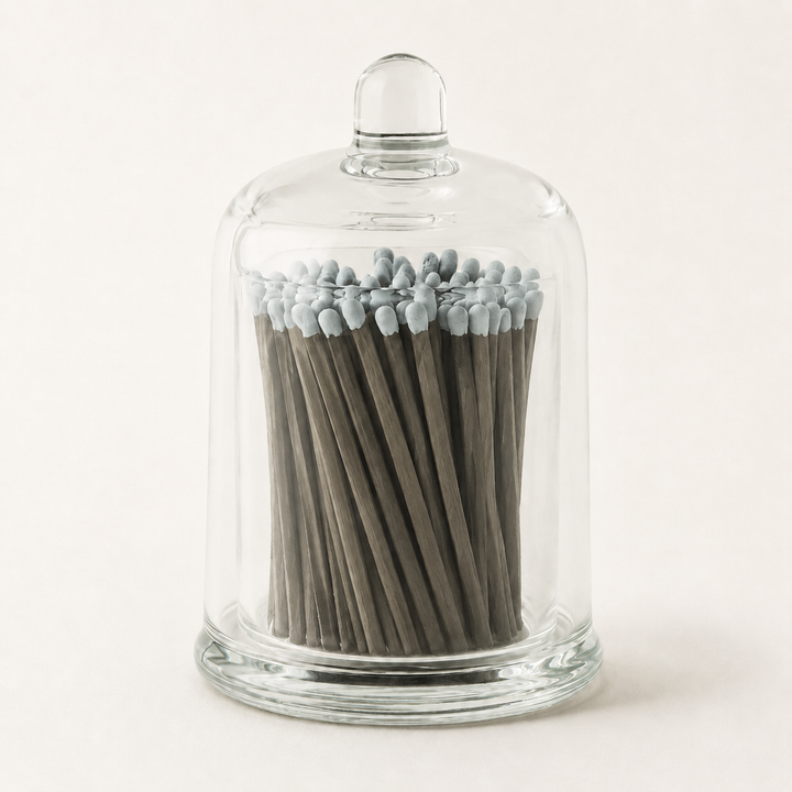 100ct Black Safety Matches in 2pc Glass Bell Jar
