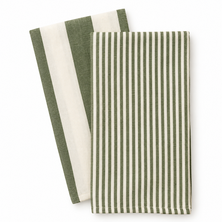 Stripe Tea Towel Set: Green