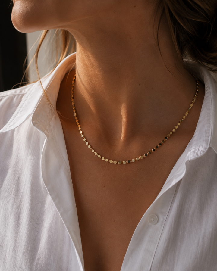 Gold-Filled Flat Ball Chain Necklace 16”