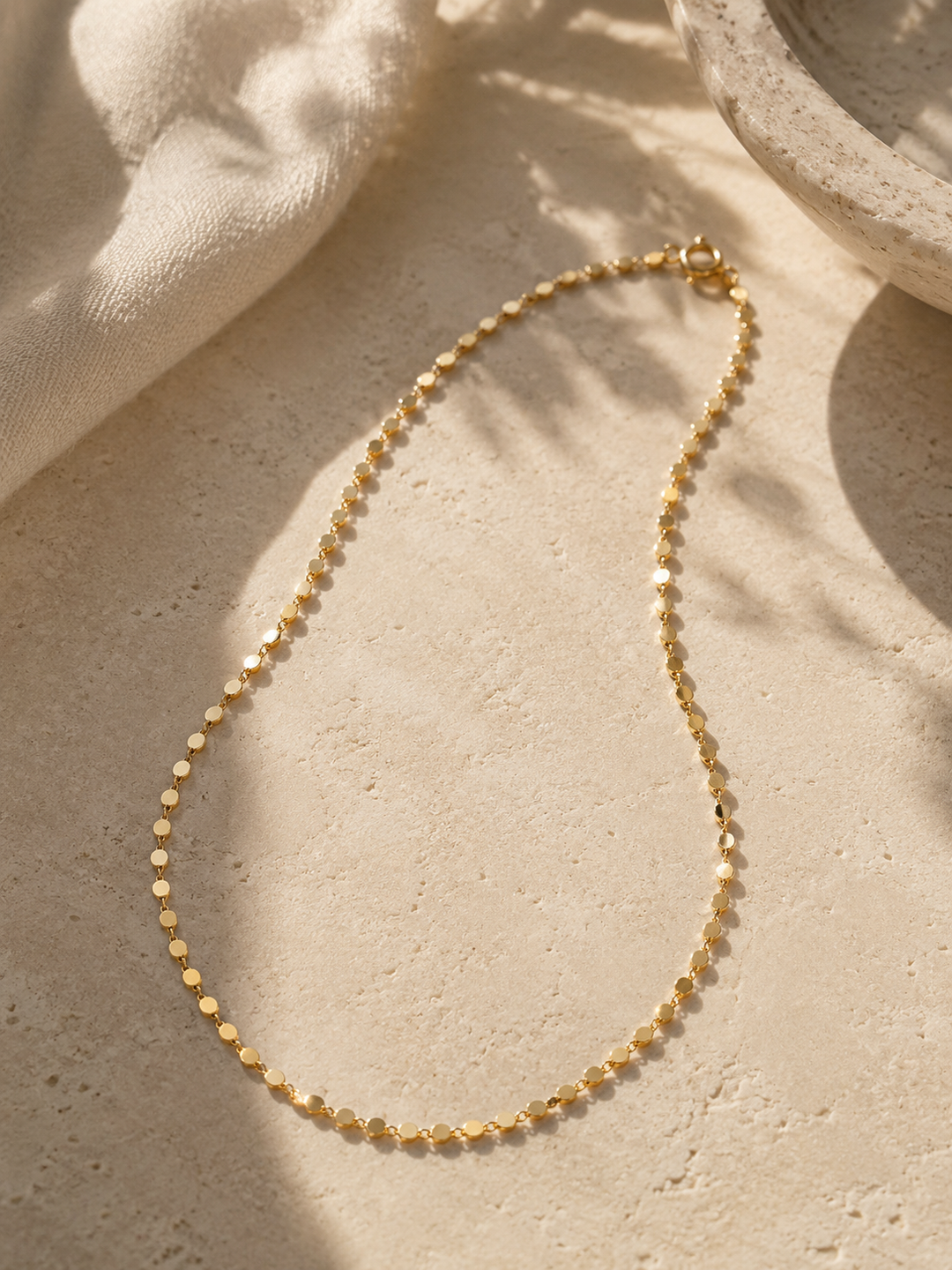 Gold-Filled Flat Ball Chain Necklace 16”