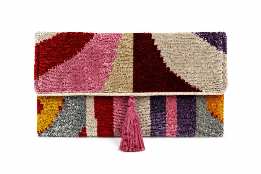 Saylor Handmade Silk Velvet Ikat Clutch