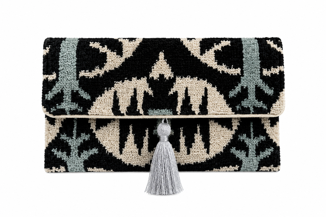 Nev Handmade Silk Velvet Ikat Clutch