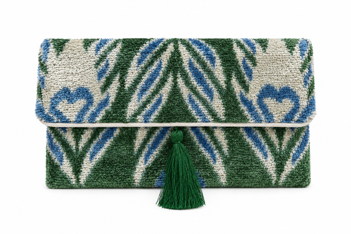 Gwenyth Handmade Silk Velvet Ikat Clutch