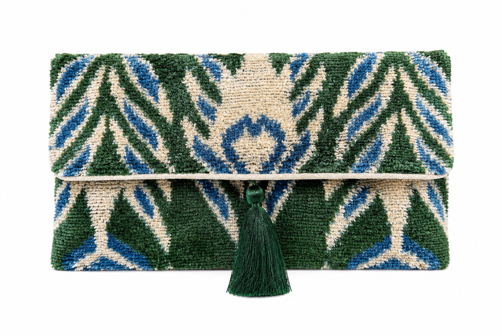 Gwenyth Handmade Silk Velvet Ikat Clutch