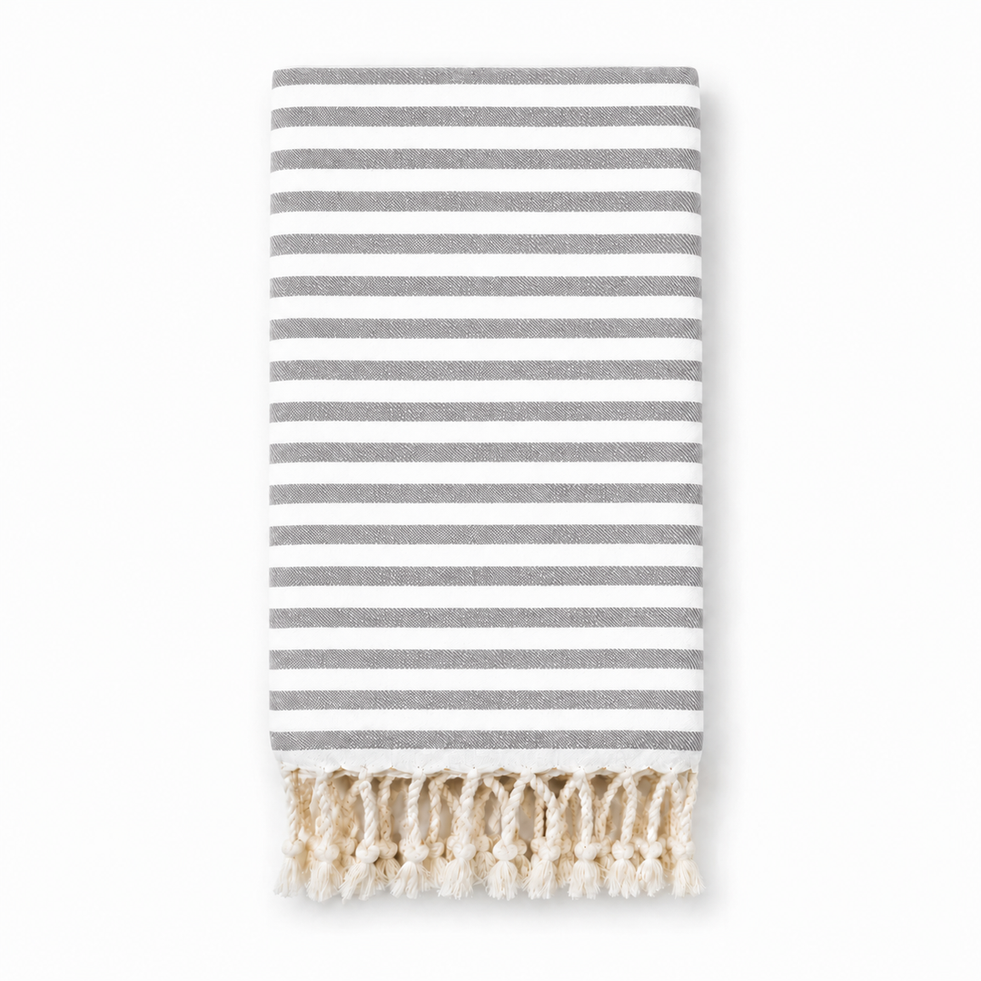 Gray/White Beach Candy Turkish Towel