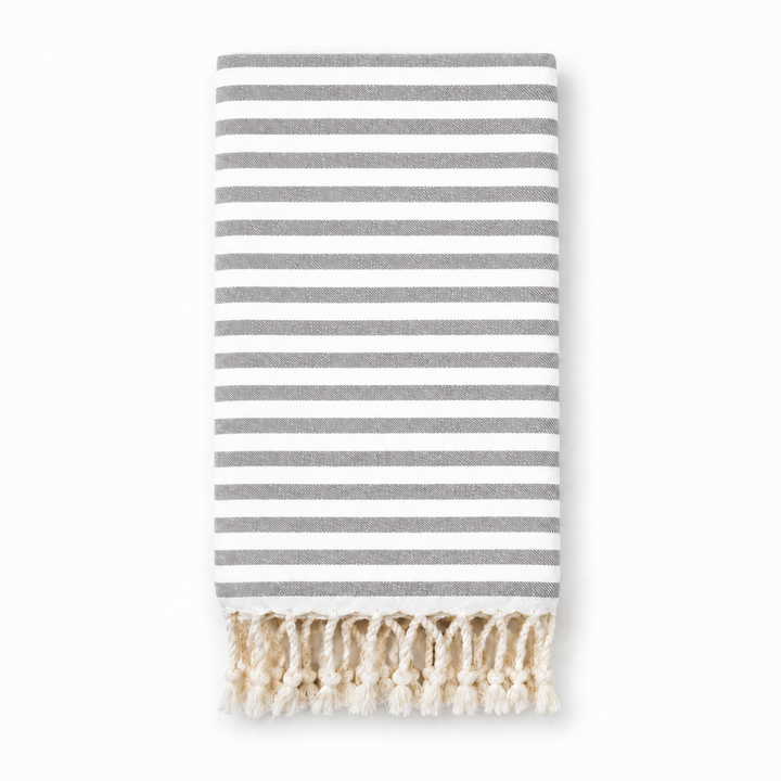 Gray/White Beach Candy Turkish Towel