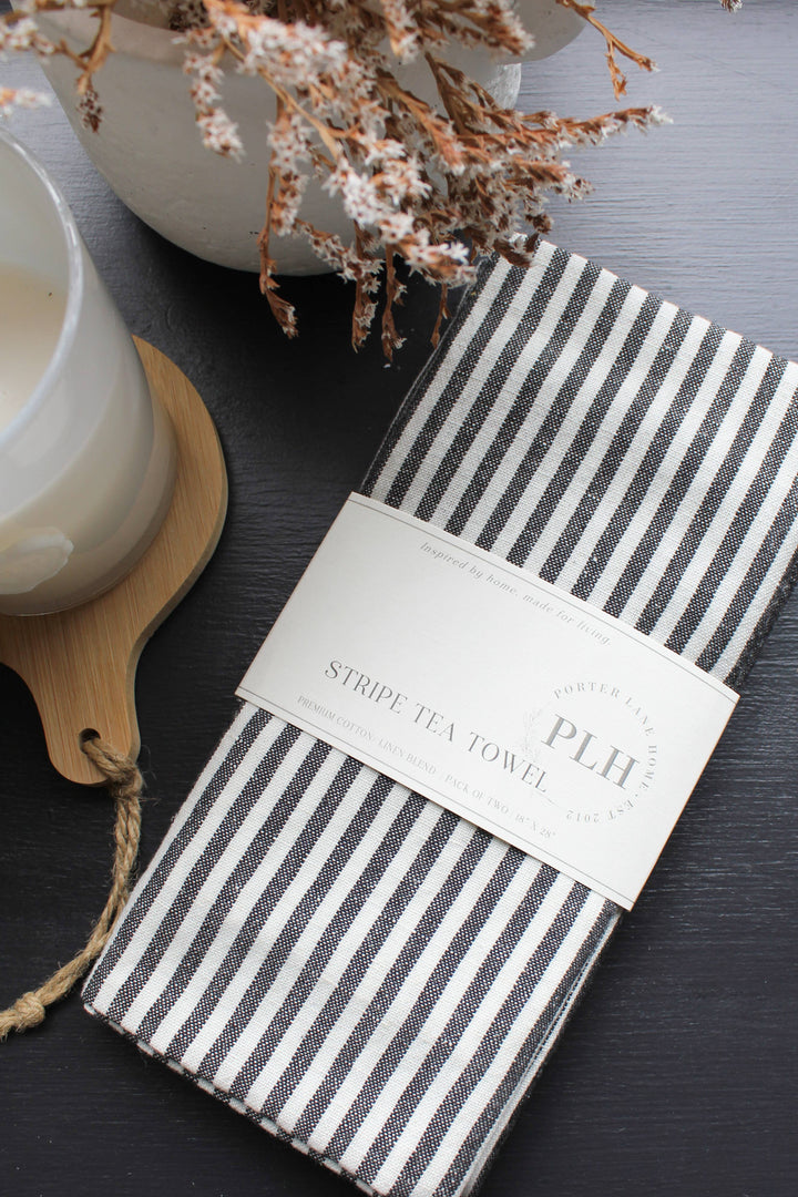 Stripe Tea Towel Set: Black