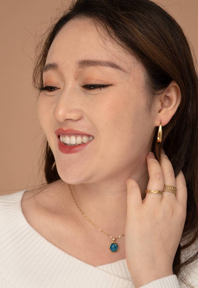 Crescent Moon Thread Drop Earrings in Gold