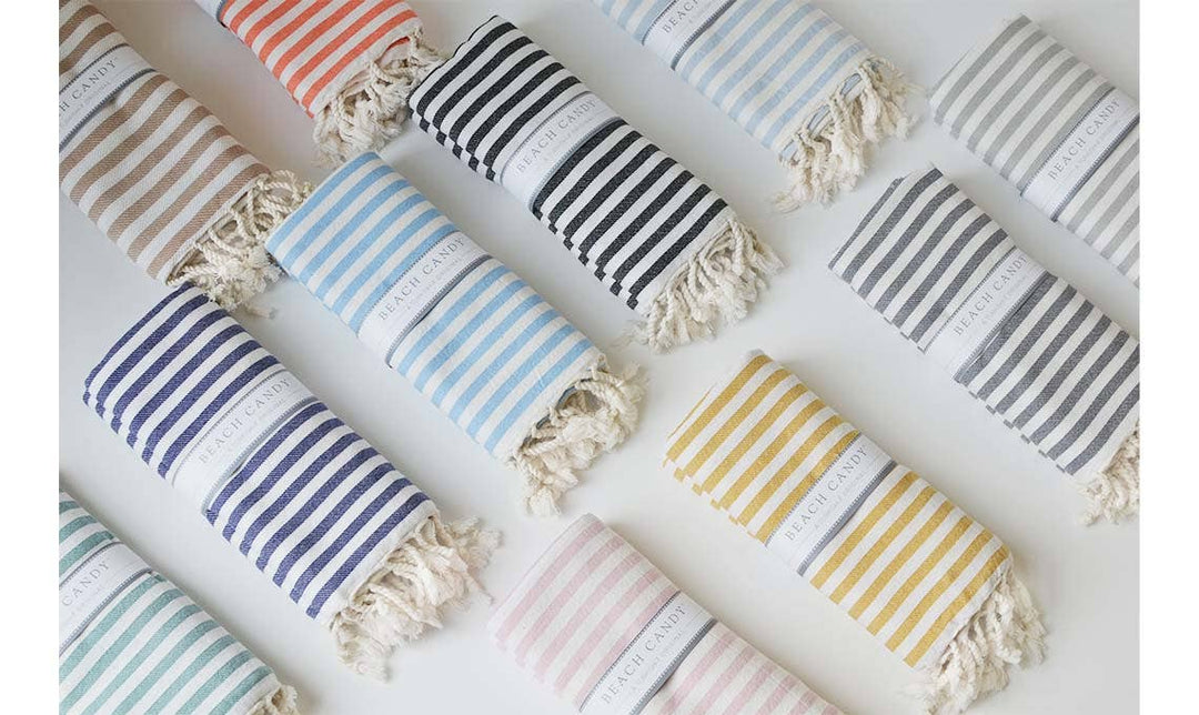 Mustard/White Beach Candy Turkish Towel