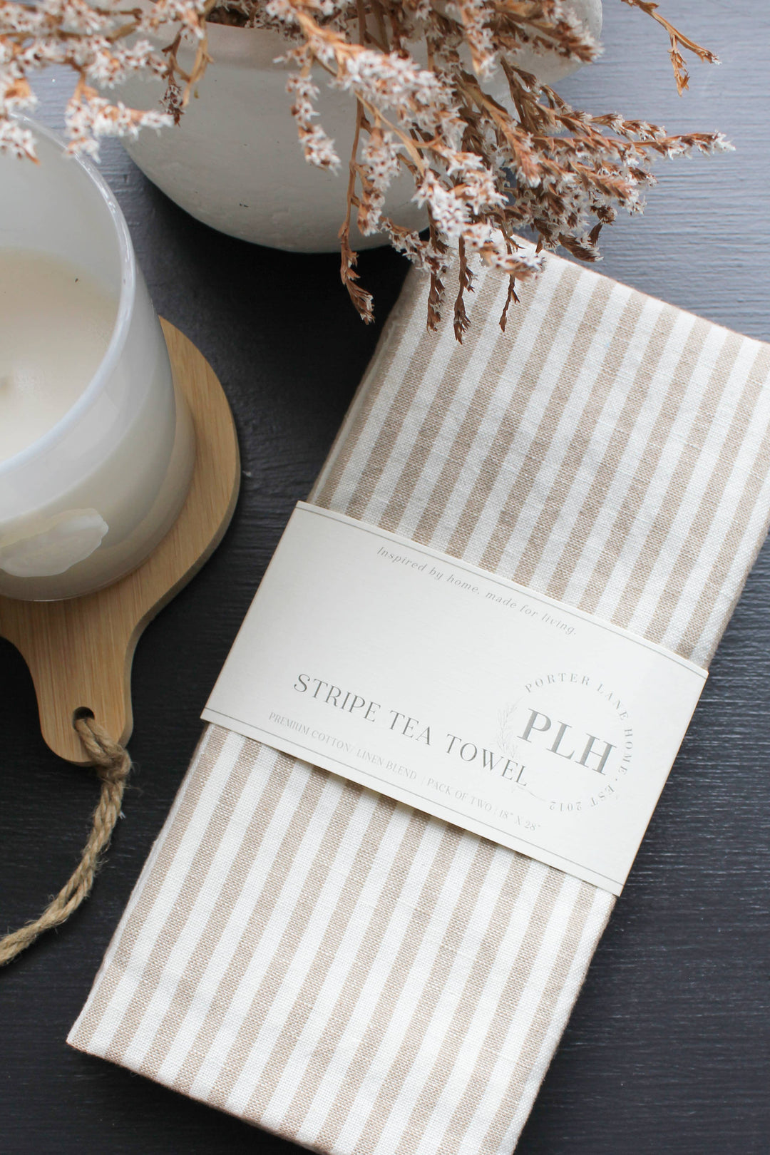 Stripe Tea Towel Set: Tan